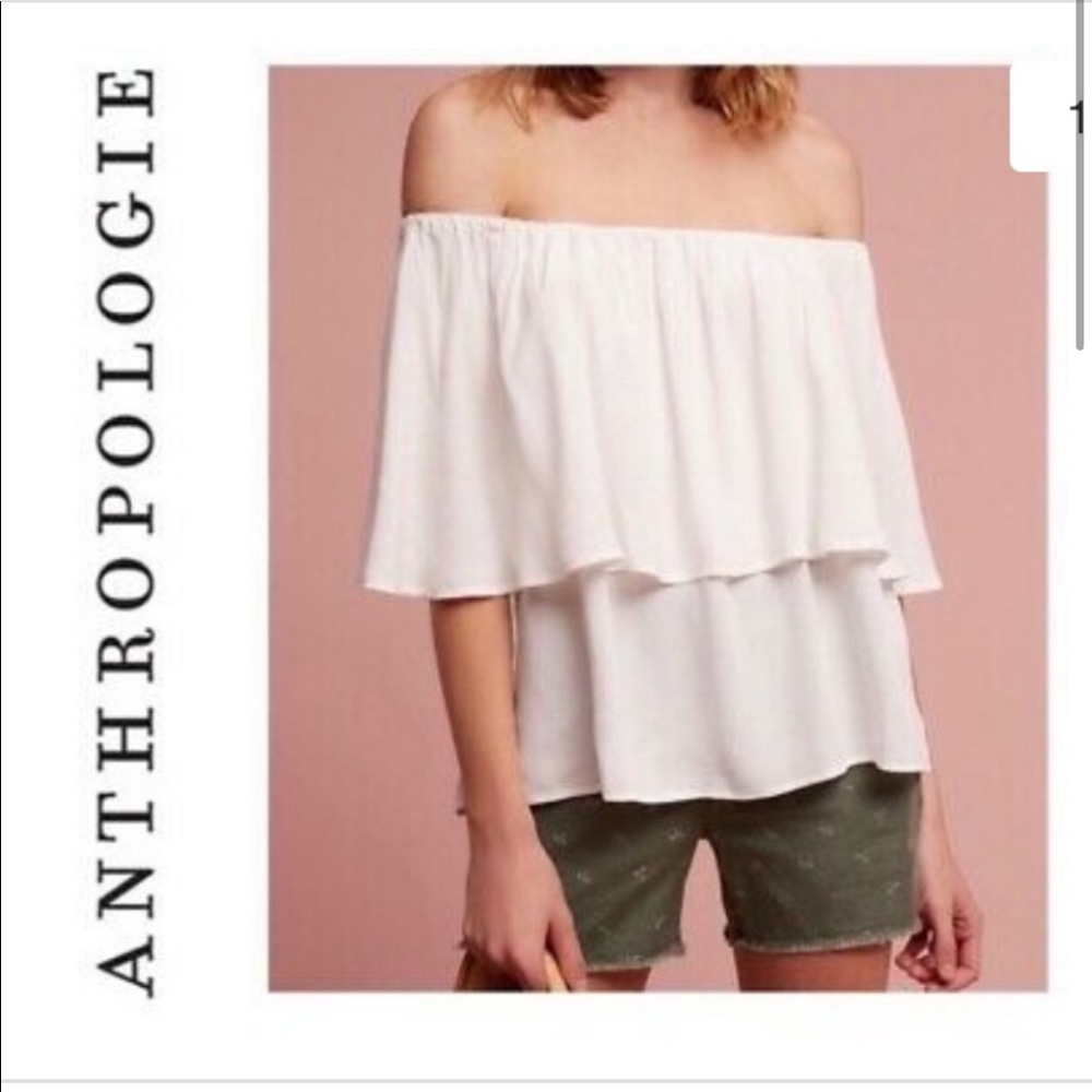 Anthropologie Holding Horses White Off Shoulder Blouse Top Small